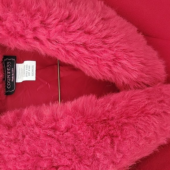 Red fur collar coat - Picture 2 of 3